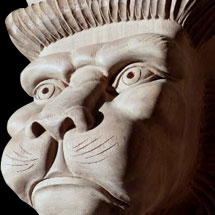 Lion Head Wooden Carving