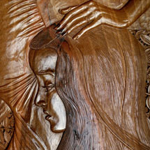 French walnut relief carving by Paul Mowbray