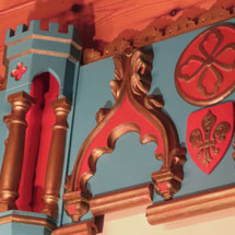 Carved and painted gothic frieze